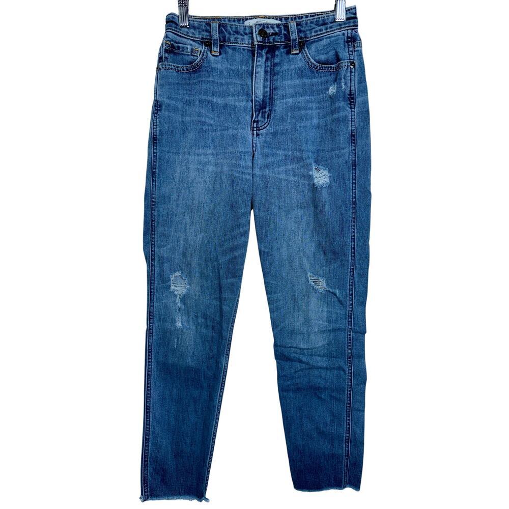 Abercrombie & Fitch Blue Denim Distressed Skinny Ankle Jeans Womens Size 25 0